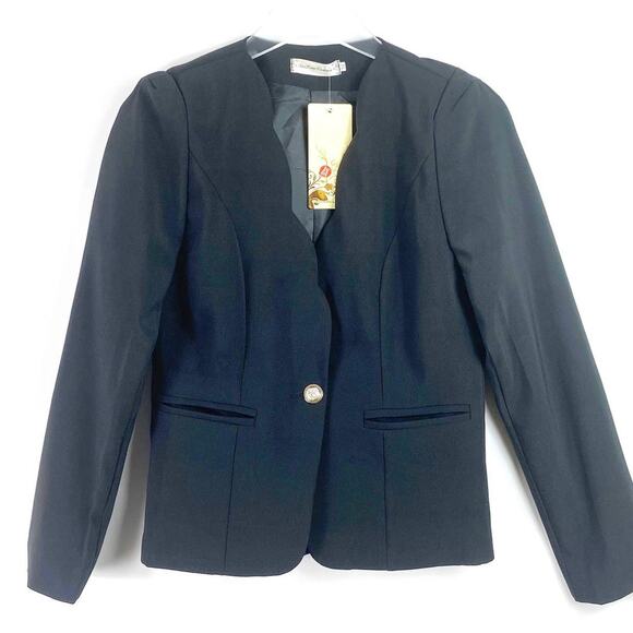SHI LONG FASHION Black Lettuce Edge Blazer - Picture 9 of 9